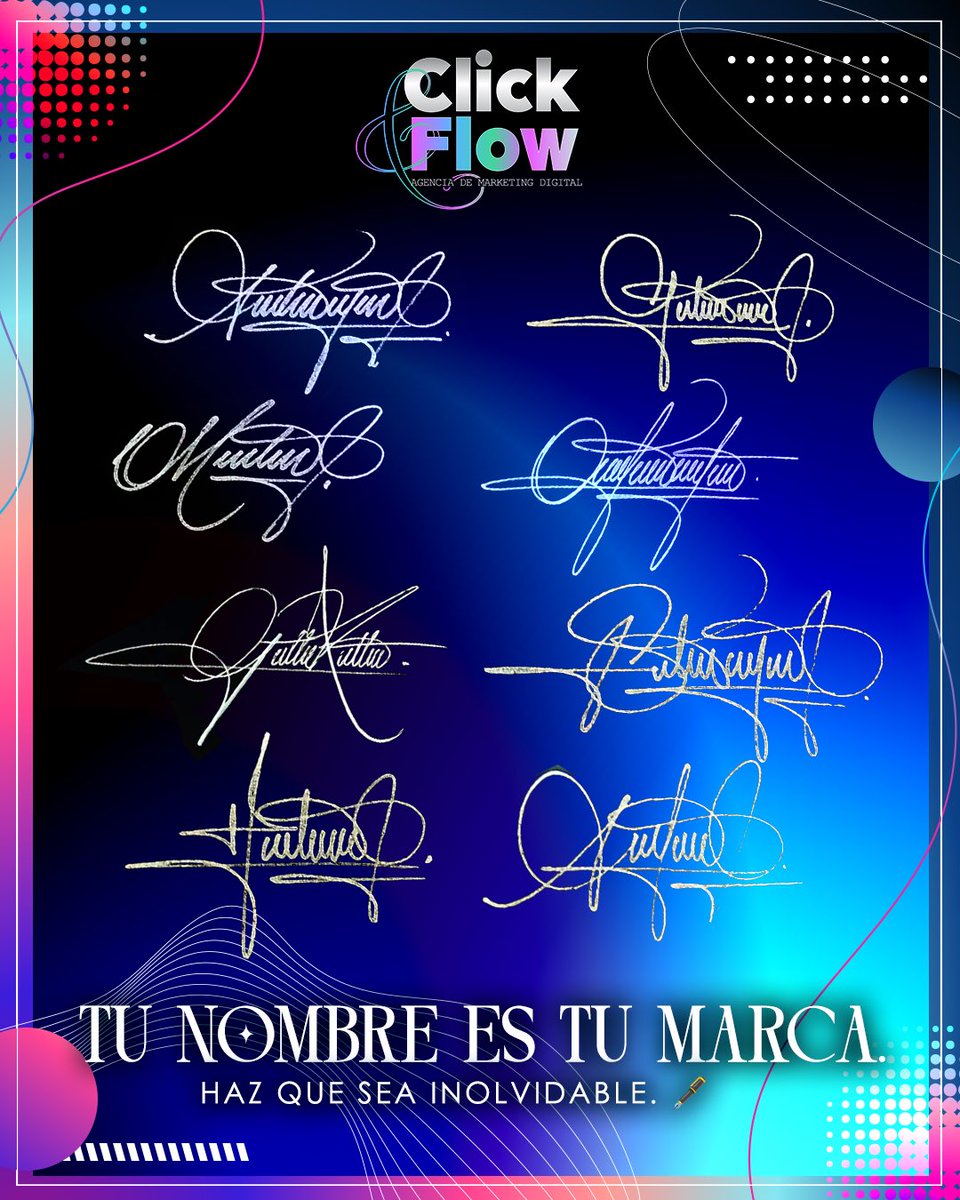 clickandflow's tweet image. En el mundo digital, la primera impresión lo es todo. Una firma genérica pasa desapercibida; una firma caligráfica hecha a medida comunica legado, profesionalismo y atención al detalle.

✨ Solicita tu diseño exclusivo aquí: 👉 wa.me/5549182618