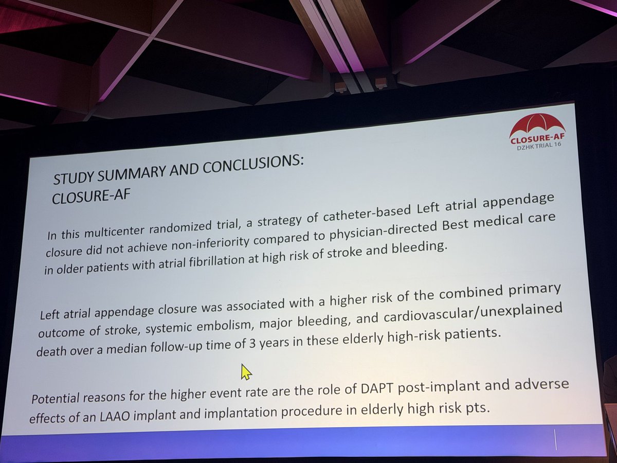MoussaMansour10's tweet photo. LAA Closure Compared to Medical Therapy in Patients with AF (CLOSURE-AF Trial) - Dr. Thorsten Lewalter #AFSymposium2026 https://t.co/51XKQwvltT