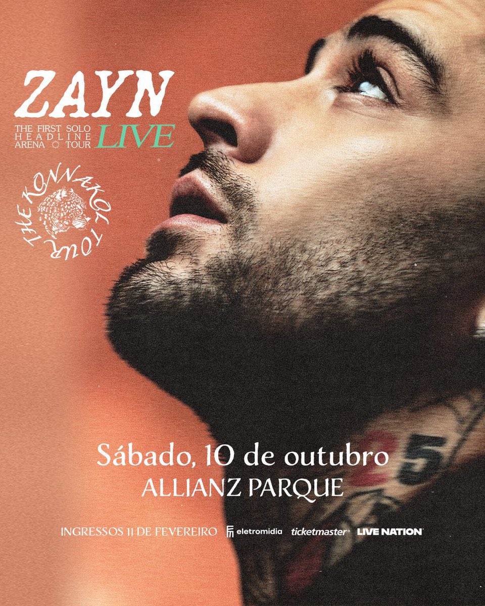 bchartsnet's tweet image. 🚨ZAYN no Brasil! Cantor se apresentará com a The Konnakol Tour em São Paulo, no Allianz Parque, em 10 de outubro. A venda geral estará disponível a partir de 11/2.