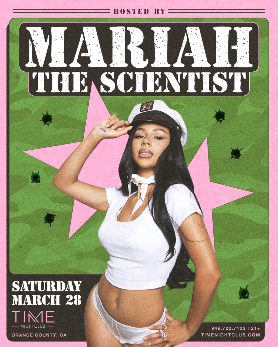 timenightcluboc's tweet image. OC, it's about to be a whole vibe when Mariah the Scientist takes over on Saturday, 3/28 ✨ 

Tickets on sale now. → timenightclub.com/mariah