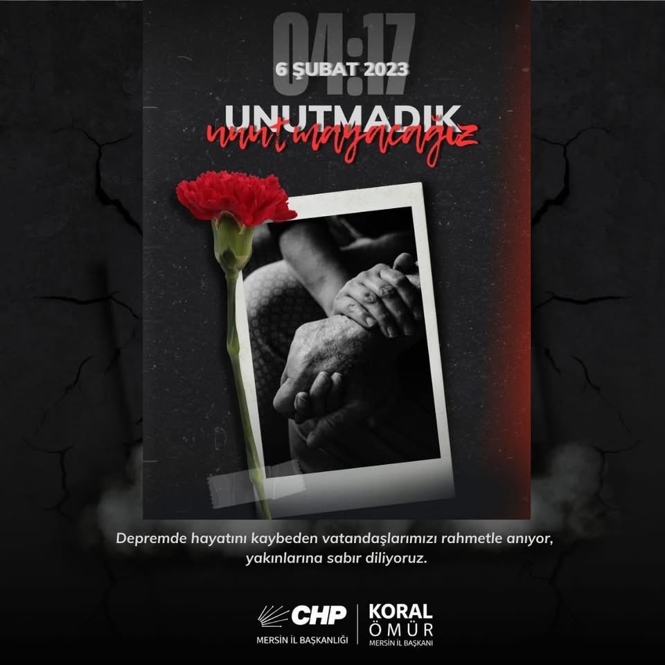 6 Şubat 2023’te yaşadığımız ve hepimizin yüreğinde derin bir iz bırakan büyük depremlerin 3. yıl dönümündeyiz.
Kaybettiğimiz canları rahmetle anıyor; acısı hala dinmeyen yurttaşlarımızla dayanışma duygularımızı bir kez daha yineliyoruz.
Unutmuyoruz; çünkü unutmamak, sorumluluk