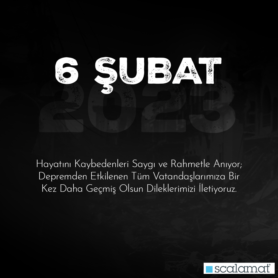 Hayatını kaybedenleri saygı ve rahmetle anıyor, depremden etkilenen tüm vatandaşlarımıza bir kez daha geçmiş olsun dileklerimizi iletiyoruz.
#Scalamat #6Şubat #Deprem #Unutmadık #Anma #SaygıylaAnıyoruz