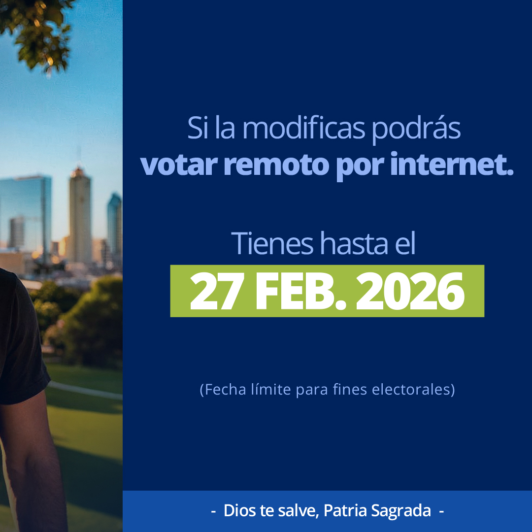 TSEElSalvador's tweet photo. 🇸🇻 Con el Voto Remoto por Internet, votar desde cualquier parte del mundo es posible. 🌐

Al actualizar tu dirección del extranjero en el DUI, podrás votar más fácil desde tu celular, computadora o tablet. 📱💻

⏰ Tienes hasta el 27 de febrero de 2026 para modificar tu domicilio en DUI.
📍 Puedes realizarlo en los Centros de Servicios y en las jornadas móviles del RNPN.

#TSEElSalvador #RNPN #DUICentro #DiosTeSalvePatriaSagrada