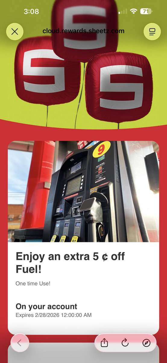 valbowser07's tweet photo. @sheetz OH wow! A whole 5 cents off for my birthday 🙄 https://t.co/tJiBpvIzuQ