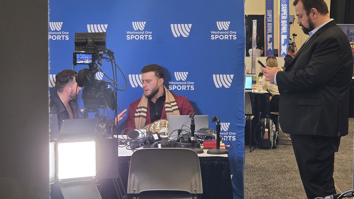 DomJimenez21's tweet photo. Weds Night- Main Event of Dynamite

Thursday Morning- Radio Row at the Super Bowl

@The_MJF is the championship the people deserve https://t.co/EaGQxlG9MB