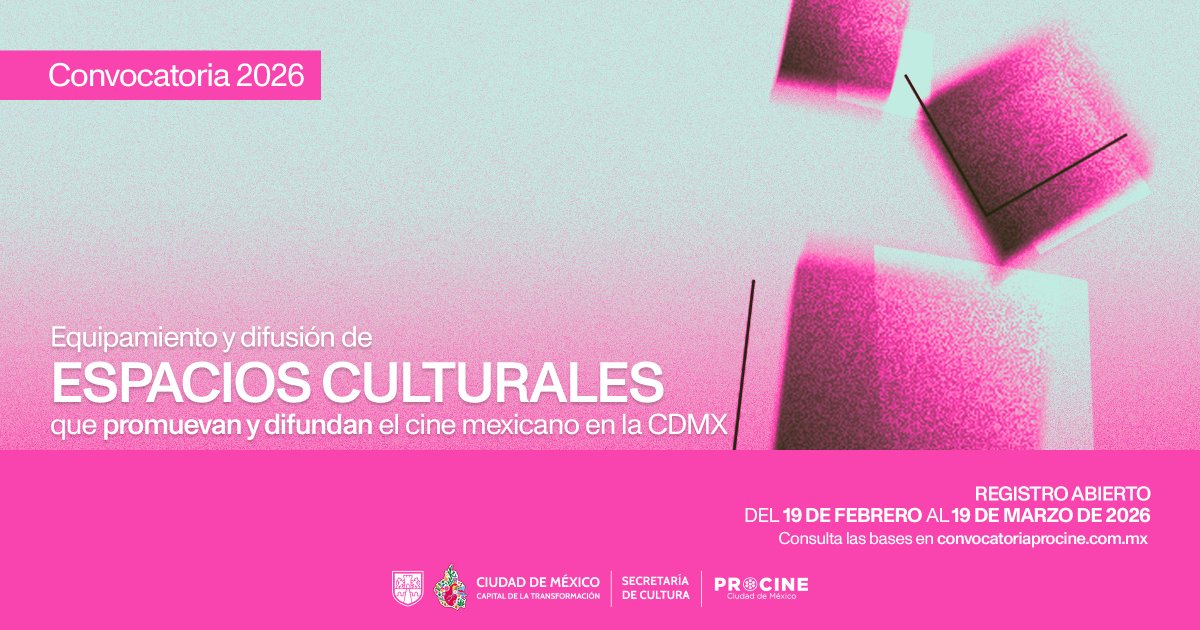📽️ #ConvocatoriaPROCINECDMX2026
Apoyo para equipamiento y difusión de cineclubes, espacios comunitarios y unidades habitacionales que promuevan el cine mexicano en la CDMX
📅 Registro: 19 feb (12 h) – 19 mar 2026 (15 h)
🌐 convocatoriaprocine.com.mx
📌 Bases procine.cdmx.gob.mx/convocatorias/…