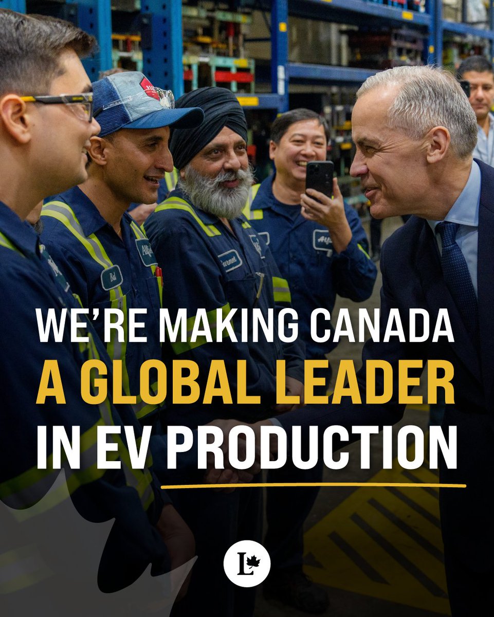 Canada is transforming its auto industry! 🇨🇦⚡️

Our government is:
- Investing $3B+ to grow &amp; diversify manufacturing
- Making EVs more affordable with $2.3B incentives
- Strengthening trade &amp; protecting Canadian workers

We’re building a stronger, cleaner, made-in-Canada future.