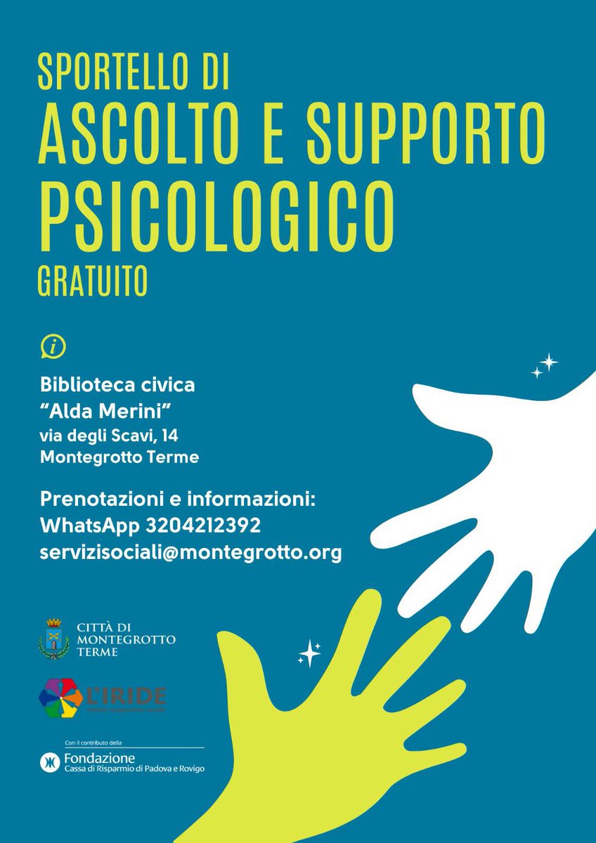 ✨ Al via dal 6 febbraio a #Montegrotto #Terme lo sportello di consulenza psicologica gratuito 🧠💙 Un servizio importante per la nostra comunità! riccardomortandello.com/al-via-dal-6-f…