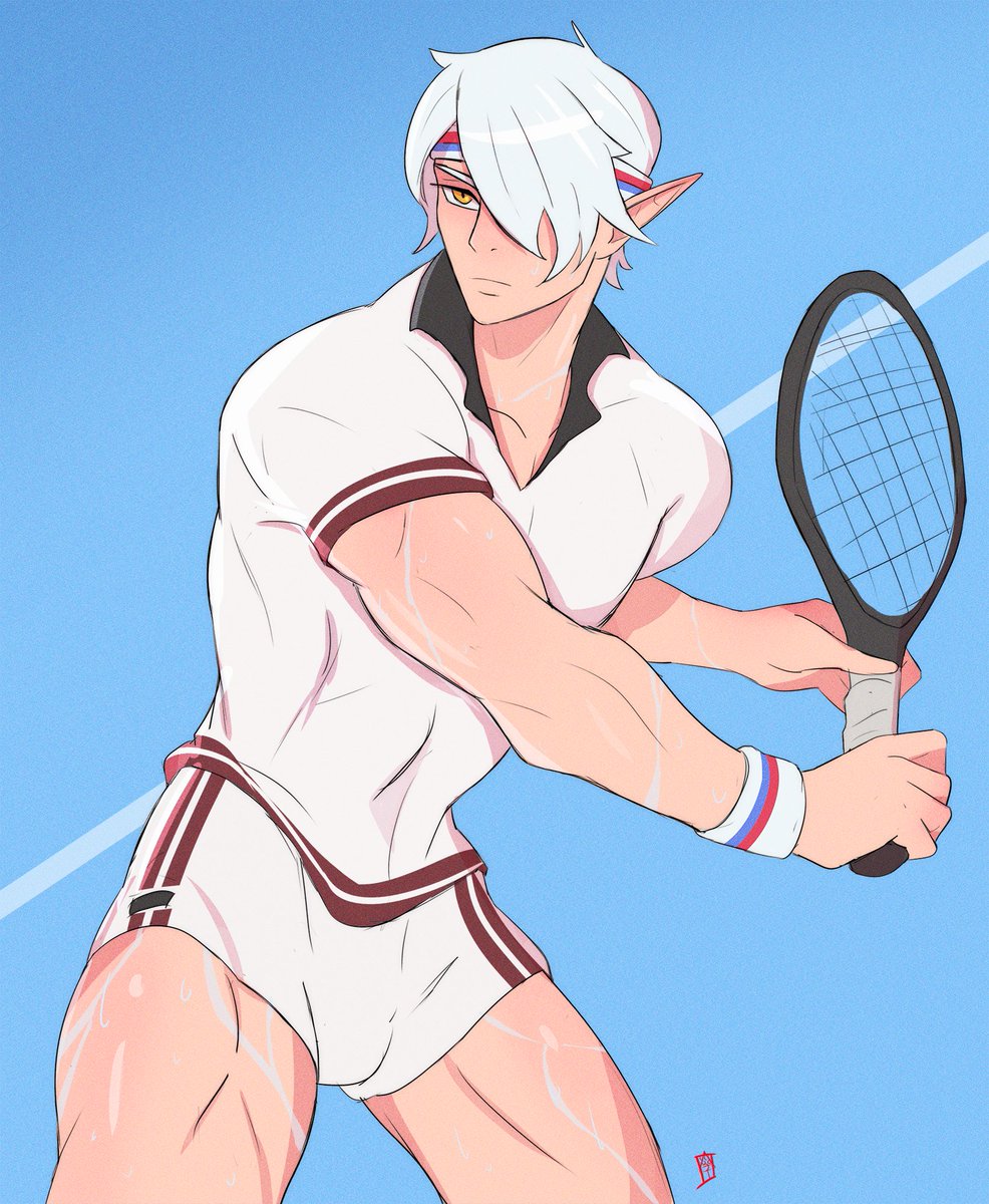 I like to think of what sports my OCs would play, and Ares is definitely a tennis player 

#art #fantasy #oc