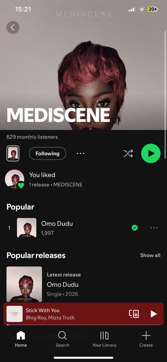 Itsihcego's tweet photo. This is the only female artist I ask for a verse that sends it back fast. It was easy to collaborate and make this.
“OMODUDU by Mediscene.”
I’ll drop my entry on the open verse tomorrow. 👀
Abeg listen @IAM_MEDISCENE glide on a beat I made. 🥂❤️
▶️⏯️
https://t.co/d3Rf8jdkTe https://t.co/6n5AnnSvPC