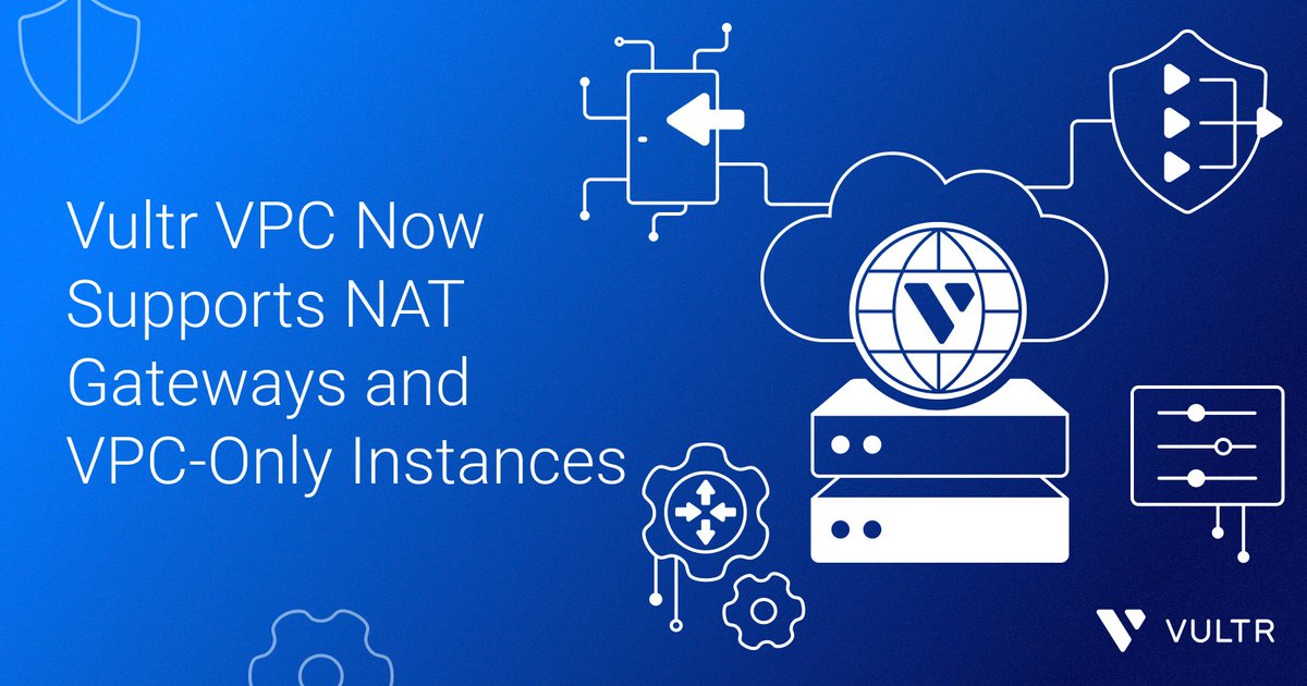 Vultr's tweet photo. Enhancing Cloud Networking with Vultr!

Vultr VPC now supports Vultr NAT Gateways! Streamline configuration, reduce attack surface, ensure secure connectivity for private workloads. Plus, VPC-Only Instances provide greater security for private workloads. https://t.co/cEvmmwzzHu https://t.co/4h0mb3WkNu