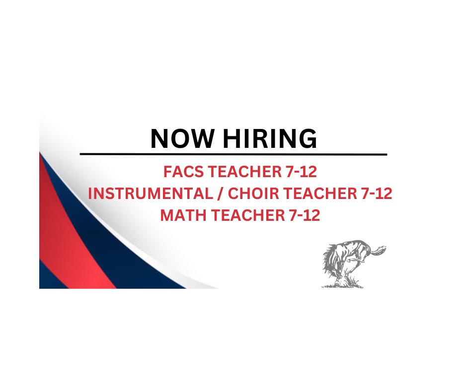 USD 407 is  accepting applications for a Family and Consumer Science Teacher, Instrumental/Choir Teacher, and Math Teacher at RJSHS. We'd  love to have you on our team. Apply online today and help shape the future of Bronco students: tinyurl.com/2zur63f5