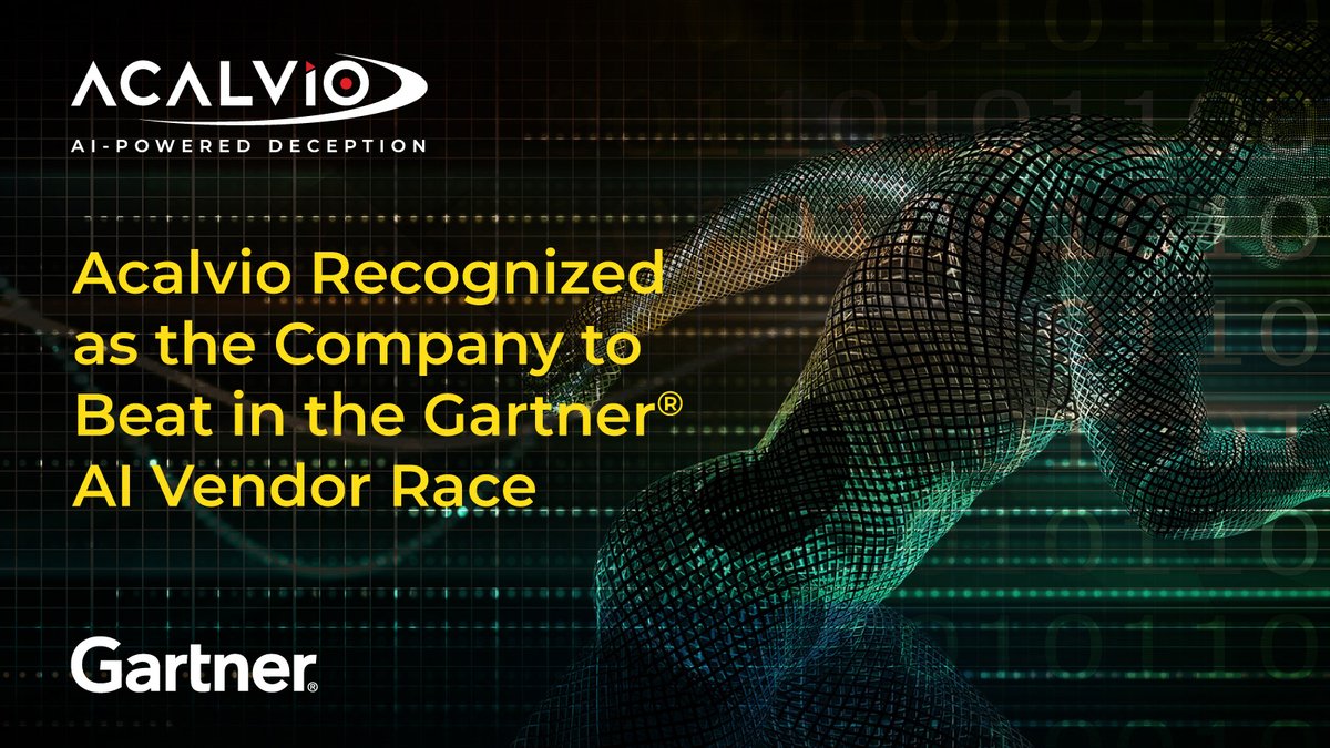 AcalvioTech's tweet photo. 🚀 Big news from Acalvio!

We’re proud to share that Acalvio has been named the Company to Beat in Gartner’s AI Vendor Race for Advanced Cyber Deception — recognizing our leadership in AI-powered, preemptive cybersecurity.

Gartner highlights how AI is transforming cyber deception, enabling platforms to anticipate and counter AI-driven cyberthreats at scale, automate deceptive elements, and dynamically adapt based on attacker behavior — exactly what Acalvio delivers today.

With the most comprehensive AI-powered cyber deception coverage across cloud, identity, IT, OT, and cyber-physical systems, we’re helping organizations shift from reactive defense to truly preemptive security.

This recognition reflects the real-world impact our customers are seeing as they stay ahead of increasingly automated attacks.

👉 Read the full press release: https://t.co/sMNUZWqMQP

#Cybersecurity #AI #CyberDeception #PreemptiveSecurity #ThreatDetection #ZeroTrust #CloudSecurity #ITDR #Acalvio #Gartner