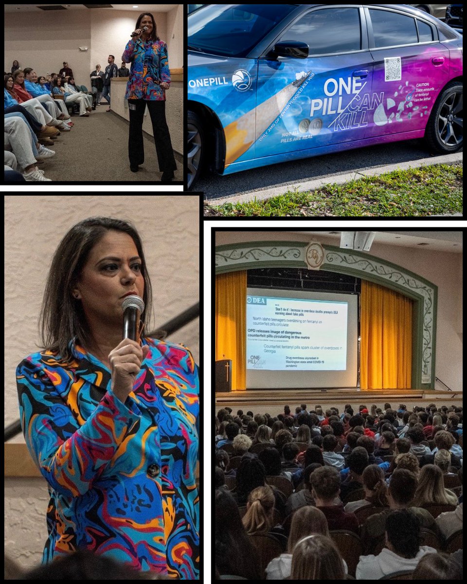 DEAMIAMIDiv's tweet photo. DEA Miami Field Division Community Outreach Specialist Gretchen Rovira presents One Pill Can Kill information regarding fentanyl dangers to a group of Bishop Verot Catholic High School students in Fort Myers, Fla. #FentanylFreeAmerica🇺🇸 #JustSayKnow @DEAHQ https://t.co/7oxNskxTwN