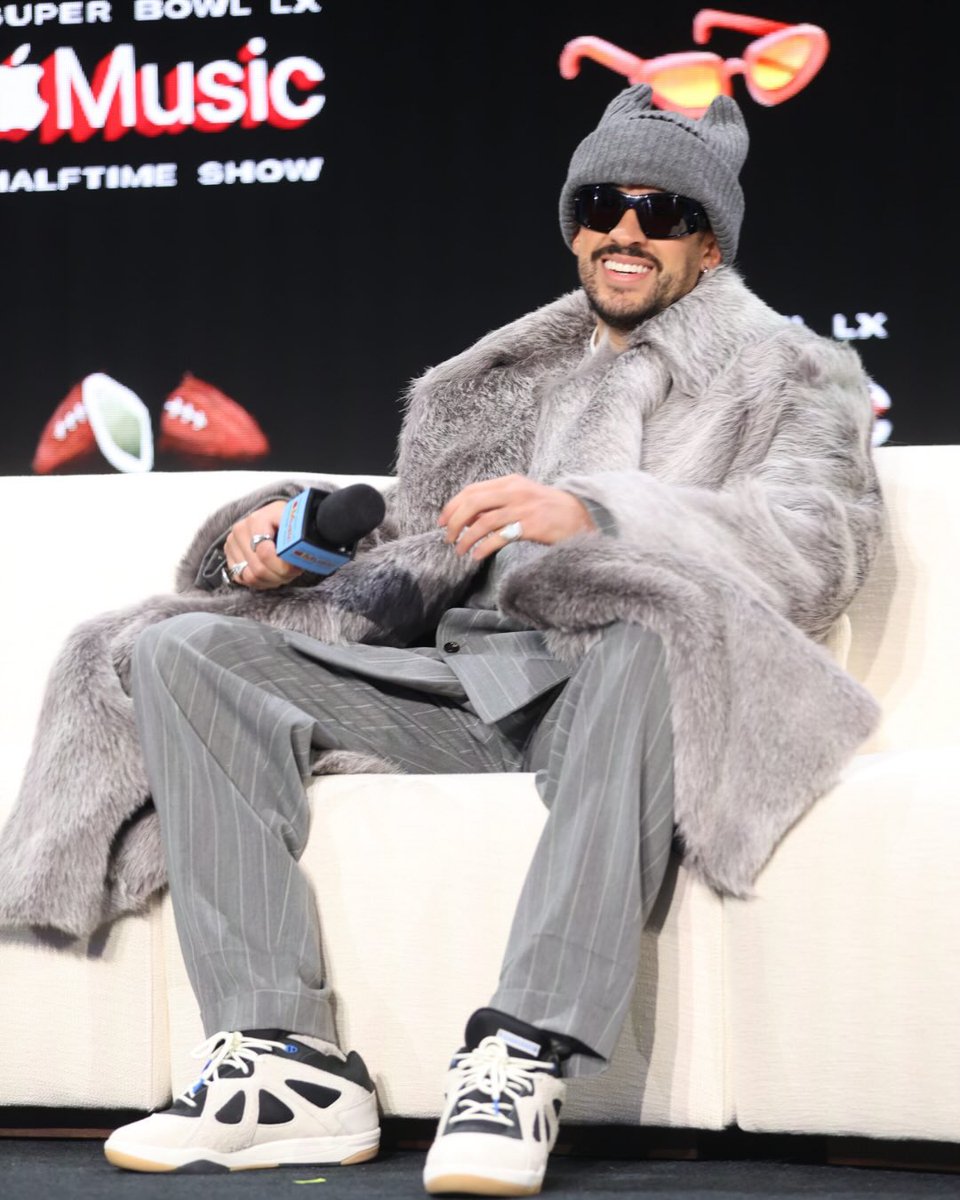 NFL's tweet image. Bad Bunny. #AppleMusicHalftime. Sunday.

@sanbenito @AppleMusic @RocNation