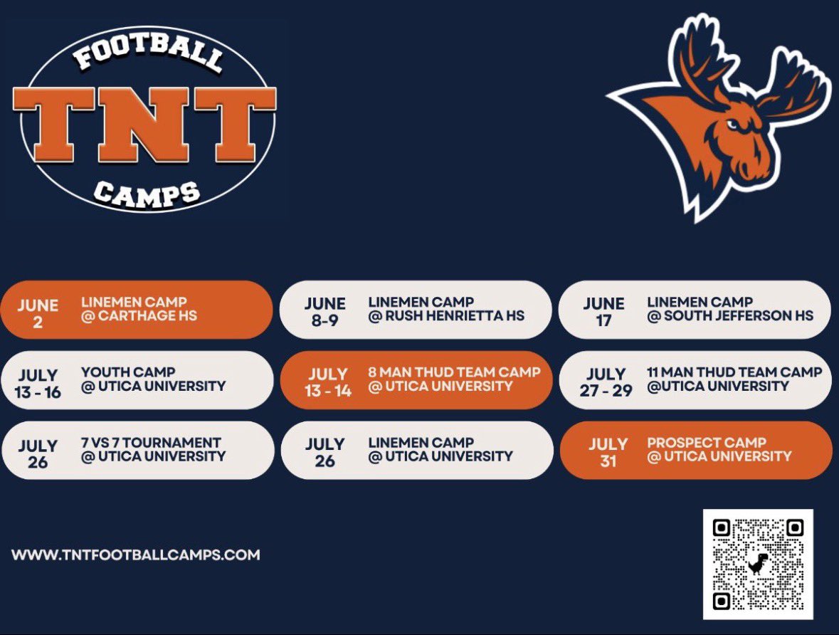 TNTFootballCamp's tweet photo. 🚨 SAVE THE DATE🚨 

High school athletes and coaches save the date for our upcoming camps this summer!!

🔗: https://t.co/wBi3iNJdiK https://t.co/7GpesGBzUI