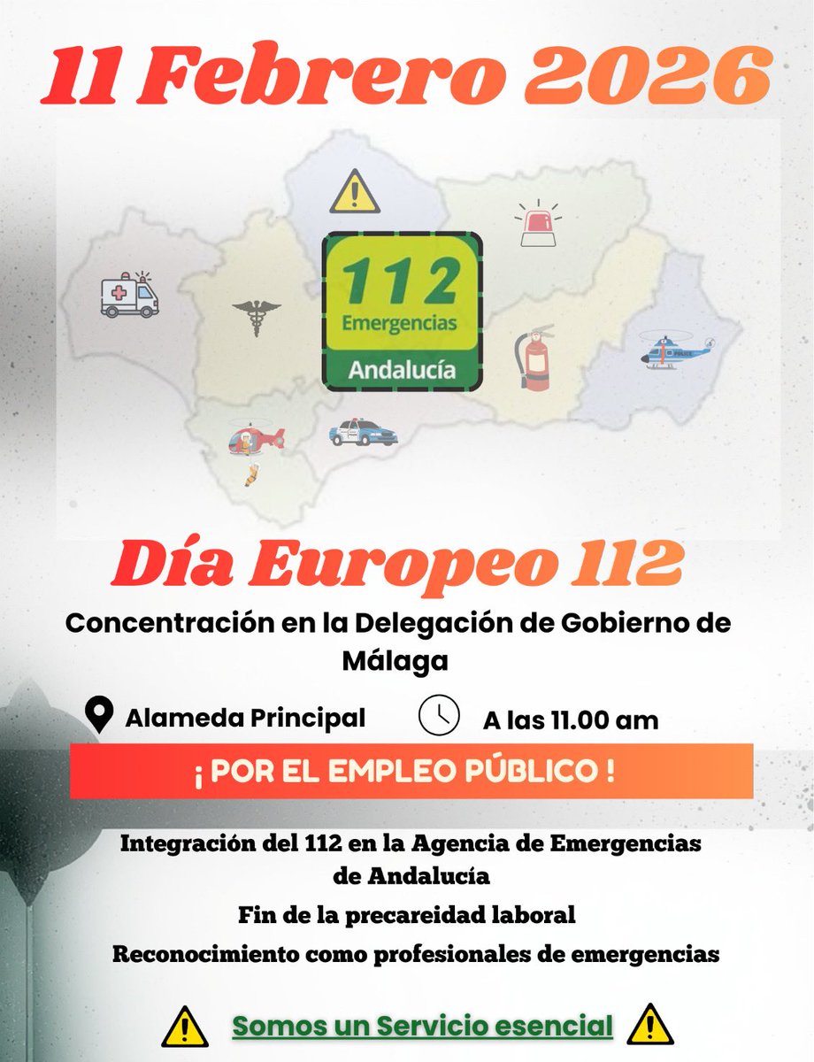 📣El 112 sigue en lucha!! Por la integración de este servicio de emergencias esencial en Andalucía💪🏻💪🏻