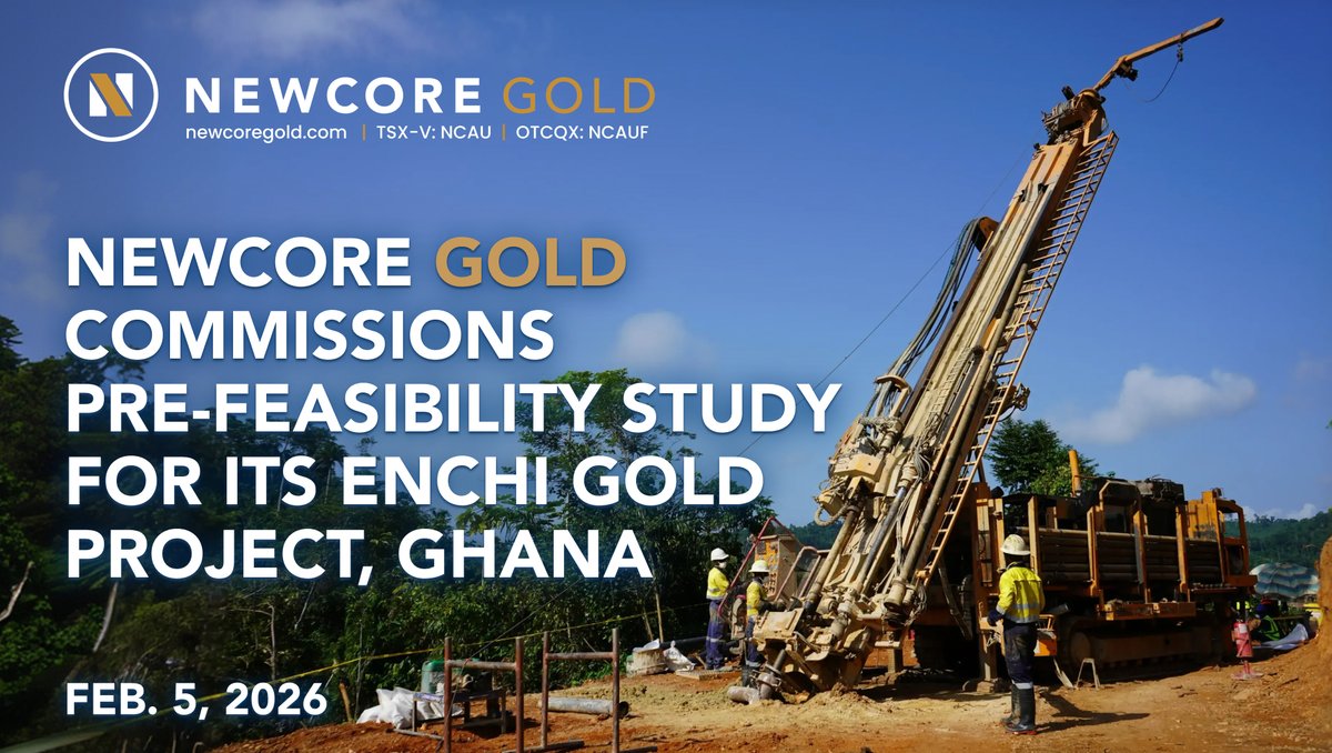 Missed our news this morning? Newcore Gold has commissioned a Pre-Feasibility Study for its Enchi Gold Project, targeting completion of the PFS by the end of H1 2026.

The PFS will incorporate extensive technical fieldwork, testwork and drilling completed over the past two years,