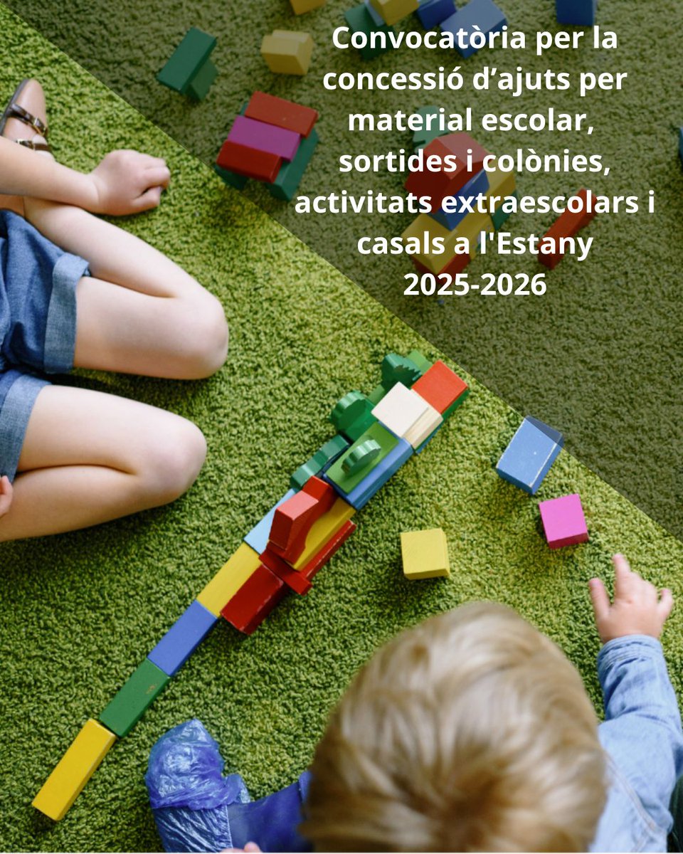 🔊 Convocatòria per la concessió d’ajuts per material escolar, sortides i colònies, activitats extraescolars i casals a l'Estany
🗓 Durant el curs escolar 2025-2026
👶👧 Infants i adolescents de P1 a 4t ESO
⏱ Termini: fins el 25 de febrer de 2026
➕INFO estany.cat/arees/207-educ…