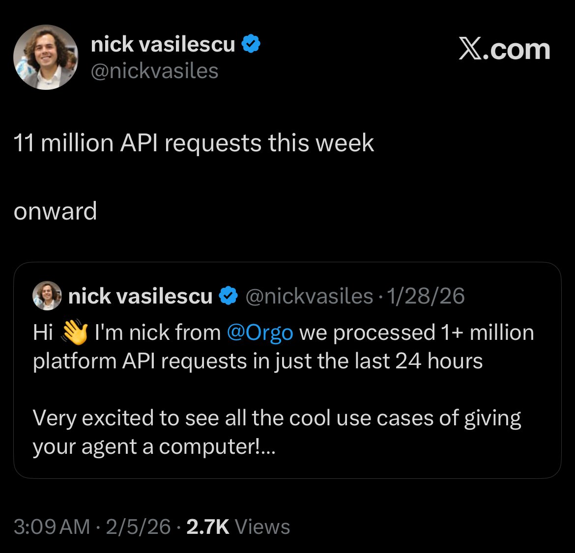 ChillTRD's tweet photo. $ORGO platform usage going crazy. 🤯🤯

They saw a 1000% increase in platform usage in the last 7 days alone. Massive growth.

It’s clicking. People are starting to understand what is being built and what is possible.

Onward. https://t.co/y2Uu3BuKoH