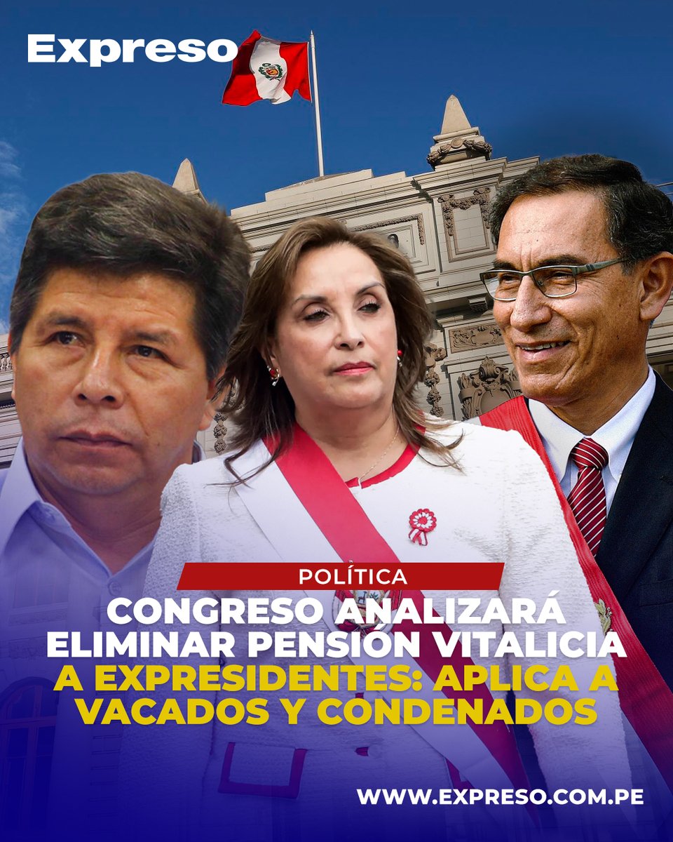 📌 El Congreso recibió un proyecto de ley que propone anular la pensión vitalicia y otros beneficios a expresidentes que hayan sido vacados o condenados por delitos contra la administración pública.

📸 Foto: Difusión.

📲 Lee la nota completa aquí: shorturl.at/dpXOu