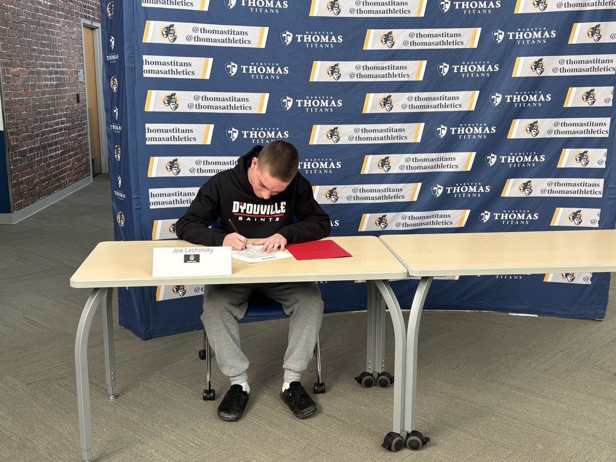 ThomasAthletics's tweet photo. Congratulations to  Joe L as he has decided to continue his athletics and academics @DYouville @DYouville_SFB @ThomasTitans https://t.co/HQ9bE4KdoE