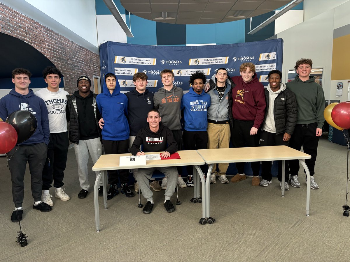 ThomasAthletics's tweet photo. Congratulations to  Joe L as he has decided to continue his athletics and academics @DYouville @DYouville_SFB @ThomasTitans https://t.co/HQ9bE4KdoE
