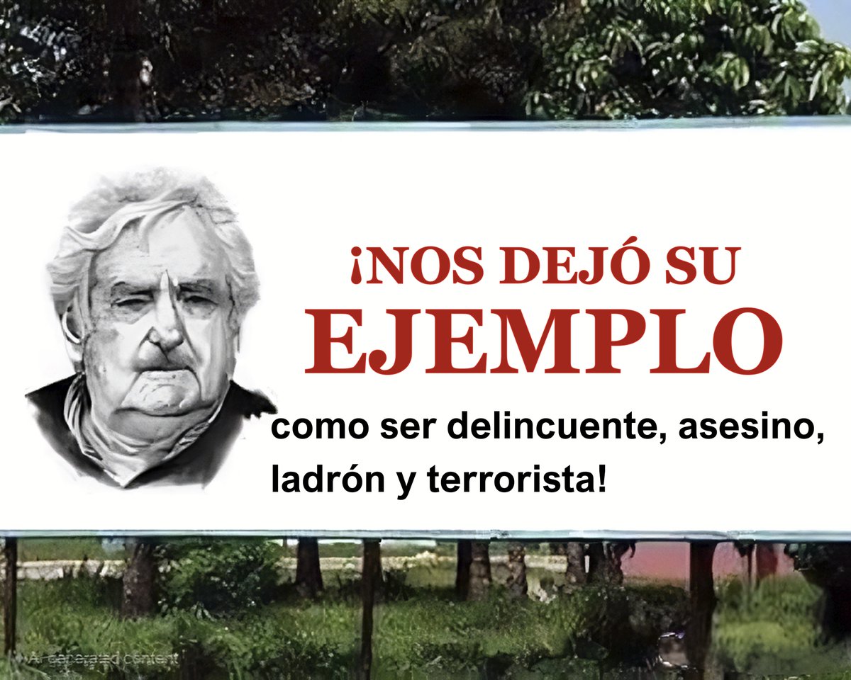 Ejemplo de todo lo que está mal.
Atrasó al país. Su legado es tenebroso.
#Mujica 

#SeTieneQueSaber 🎗🇺🇾