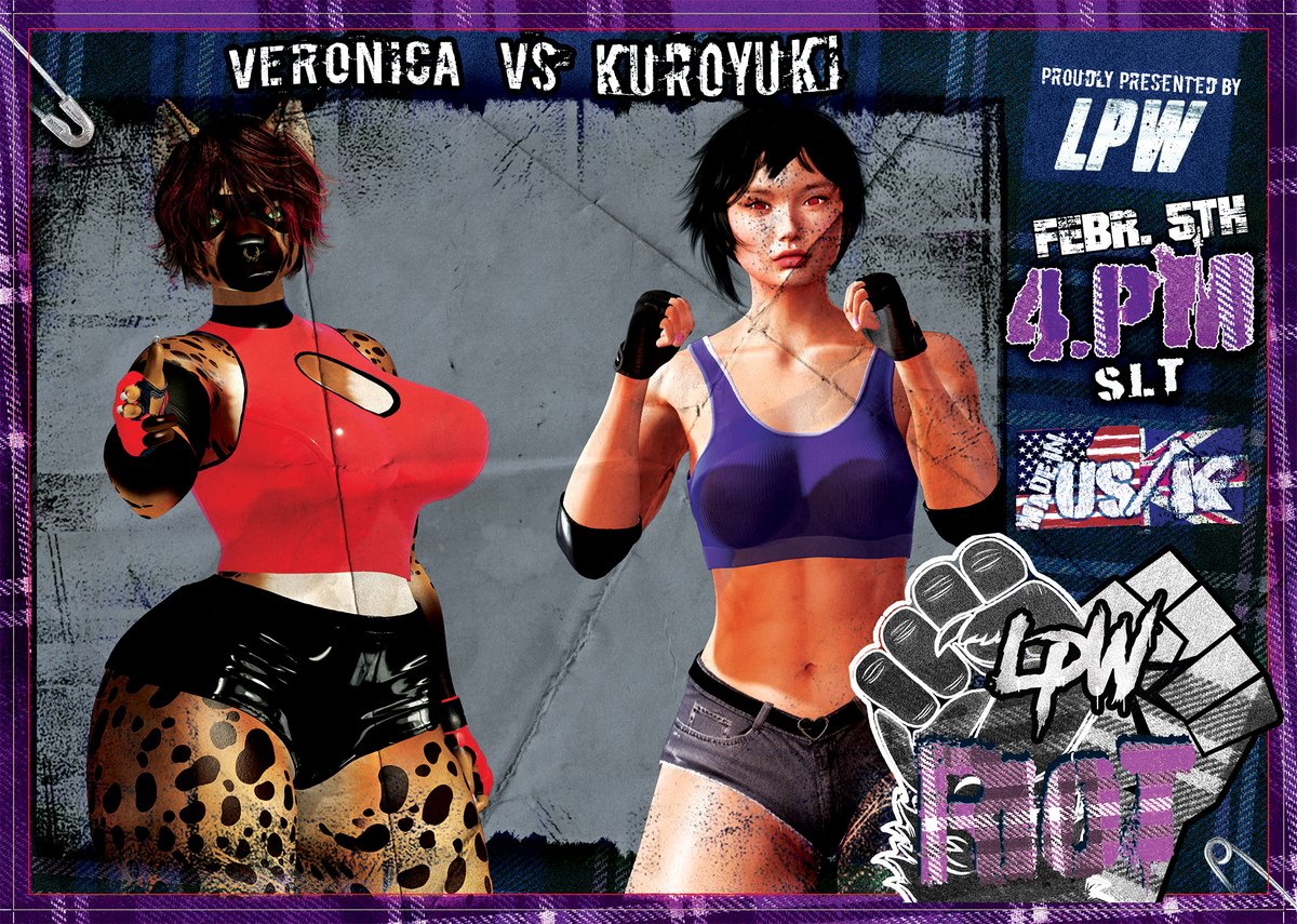 Starting off today's show!
 ⭐Veronica vs Kuroyuki! ⭐

Show starts at 4pm SLT

LPW Arena: maps.secondlife.com/secondlife/Pou…

Follow LPW: linktr.ee/limitlessprowr…