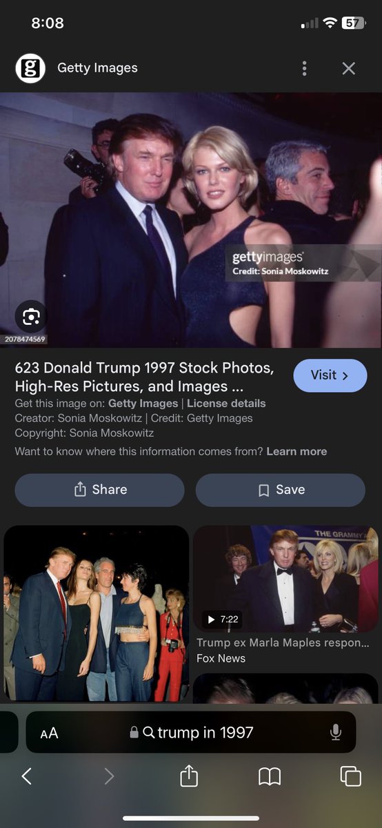 MackaylaWalker's tweet photo. @KingParanormal @Hmwwwwd8 @MilenyumKahin so sorry to let you down but this is 1st image to pop up when you search trump in 1997 and he looks the exact same and has the same outfit on in both images. also some proof that it is not AI it is a picture of a picture. you can see who’s in that first one too😳 https://t.co/MpADseLRwi