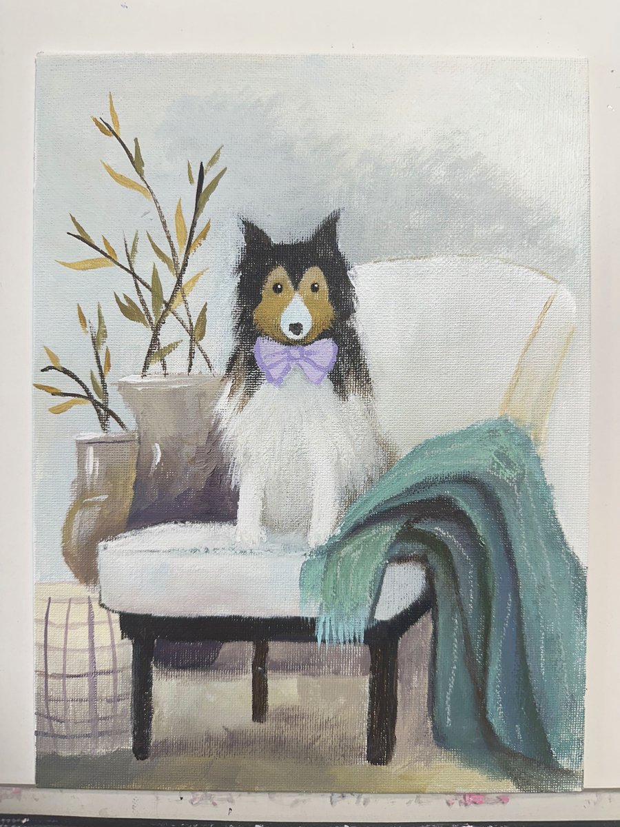 LunaAkane24's tweet image. A quiet little moment.
Painted in acrylic.
#acrylicpainting #traditionalart #petportrait #dogart #animalart #handpainted #artistsontwitter #artshare #cozyart #softcolors