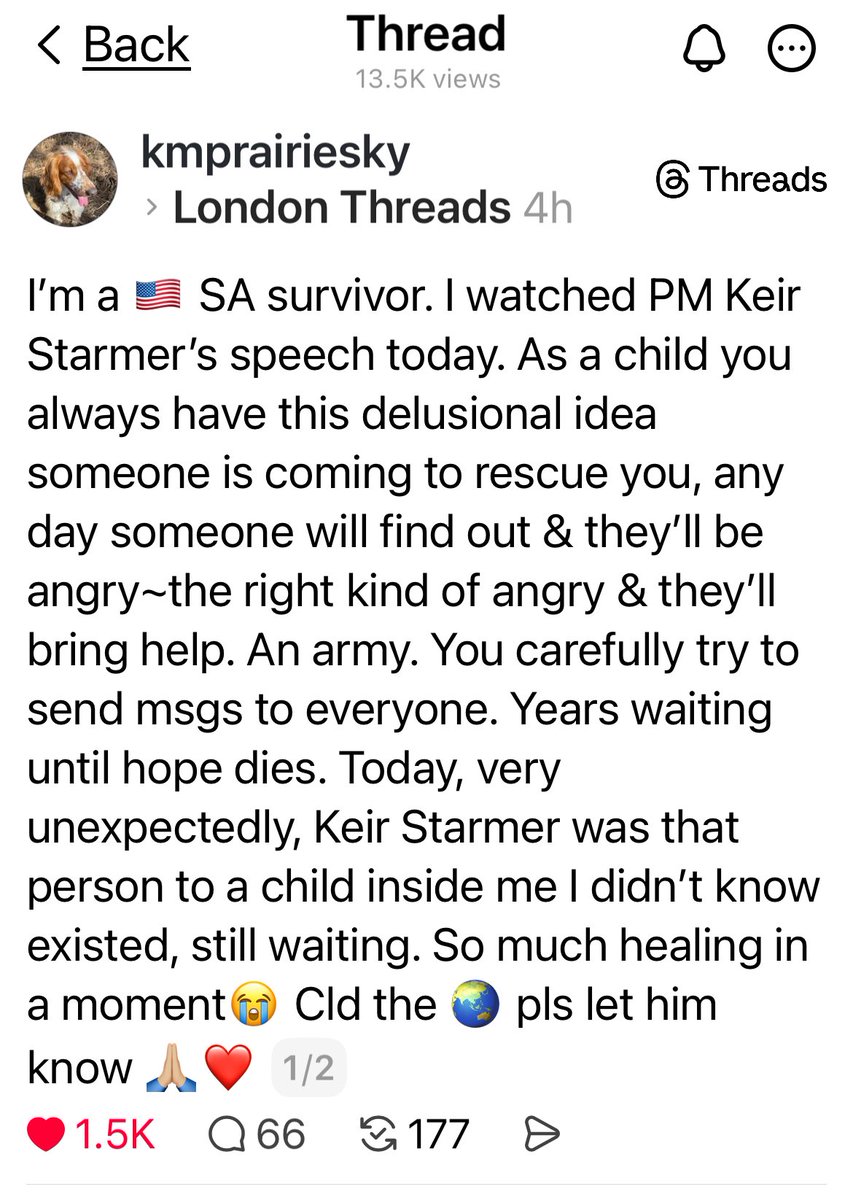 Post from a SA survivor from the US.
Let’s just say Starmer’s apology landed a little different there than amongst the cynical hacks and embittered commentators of this particular hellsite.