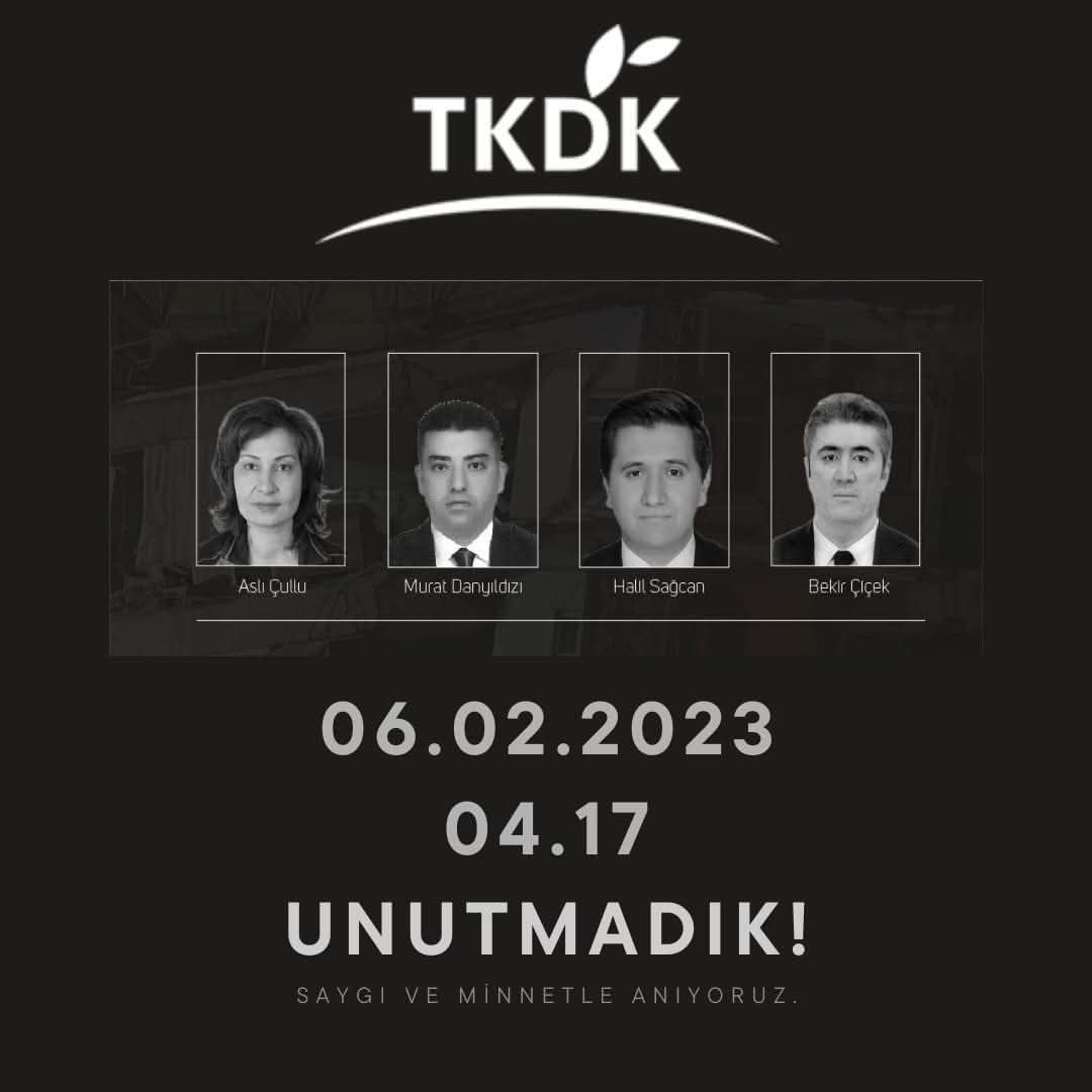 6 ŞUBAT’I UNUTMADIK, UNUTTURMAYACAĞIZ

Kaybettiğimiz Canlarımızı ve Mesai arkadaşlarımızı rahmetle anıyor rabbimden mekanlarını cennet, makamlarını âli eylemesini diliyoruz. Dualarımız, gayretimiz ve dayanışmamız hiç eksilmeyecek.
Rabbim Ülkemize bir daha böyle acılar yaşatmasın