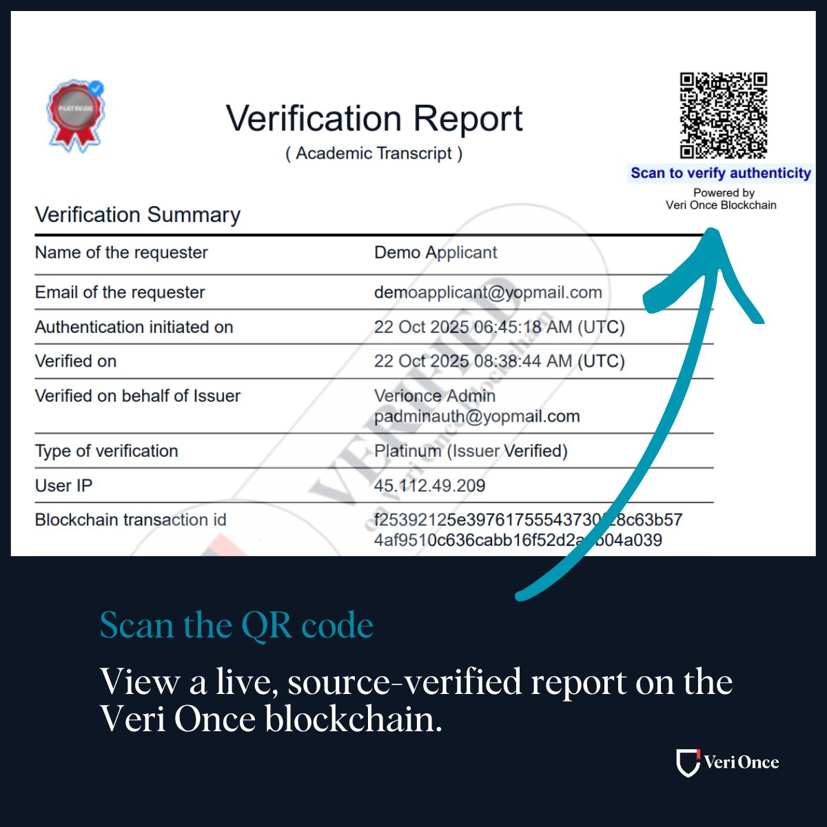 If an institution is asked, “Why did you admit this student?” or “Why did you reject that applicant?” the answer should be documented and traceable.

With a #VeriOnce verification report, you don’t rely on judgment calls. Evidence is captured.

#Intled #HigherEd #EdTech