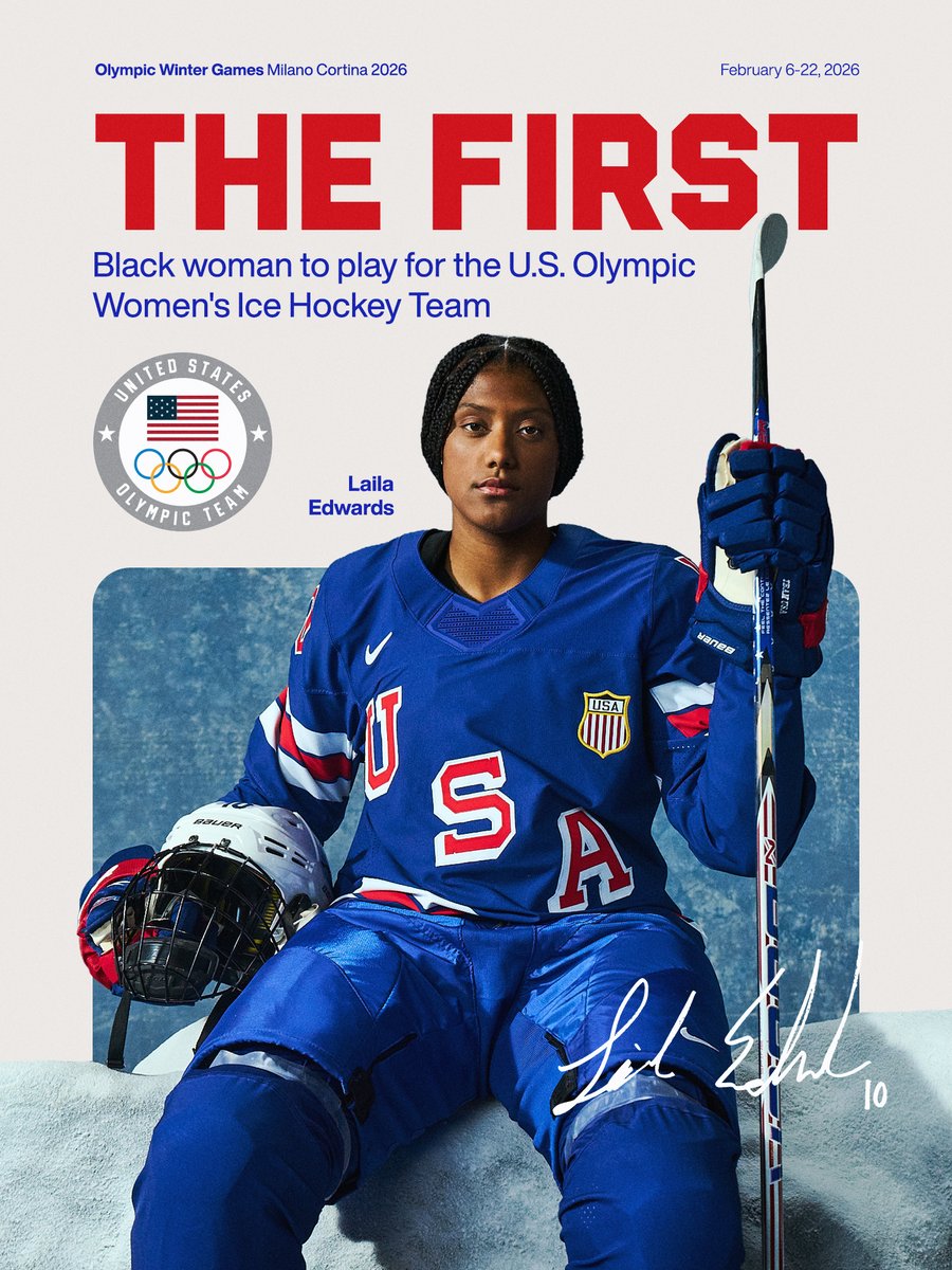 TeamUSA's tweet image. History made. ✨

Laila Edwards becomes the first Black woman to compete for the U.S. Olympic Women’s @usahockey  Team.

#WinterOlympics