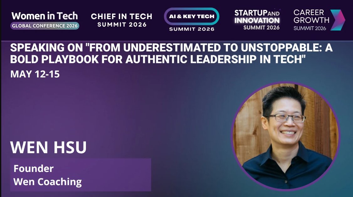 WomenTechNet's tweet image. ⭐🎤 WTGC 2026 Speaker Spotlight

Wen Hsu — Founder, Wen Coaching
 Talk: From Underestimated to Unstoppable

📅 May 12–15, 2026 | 🌍 Virtual

👉 Lead boldly &amp;amp; authentically: shop.womentech.net/products/all-a…

#WTGC2026 #AuthenticLeadership #WomenInTech #BOLDLeadership