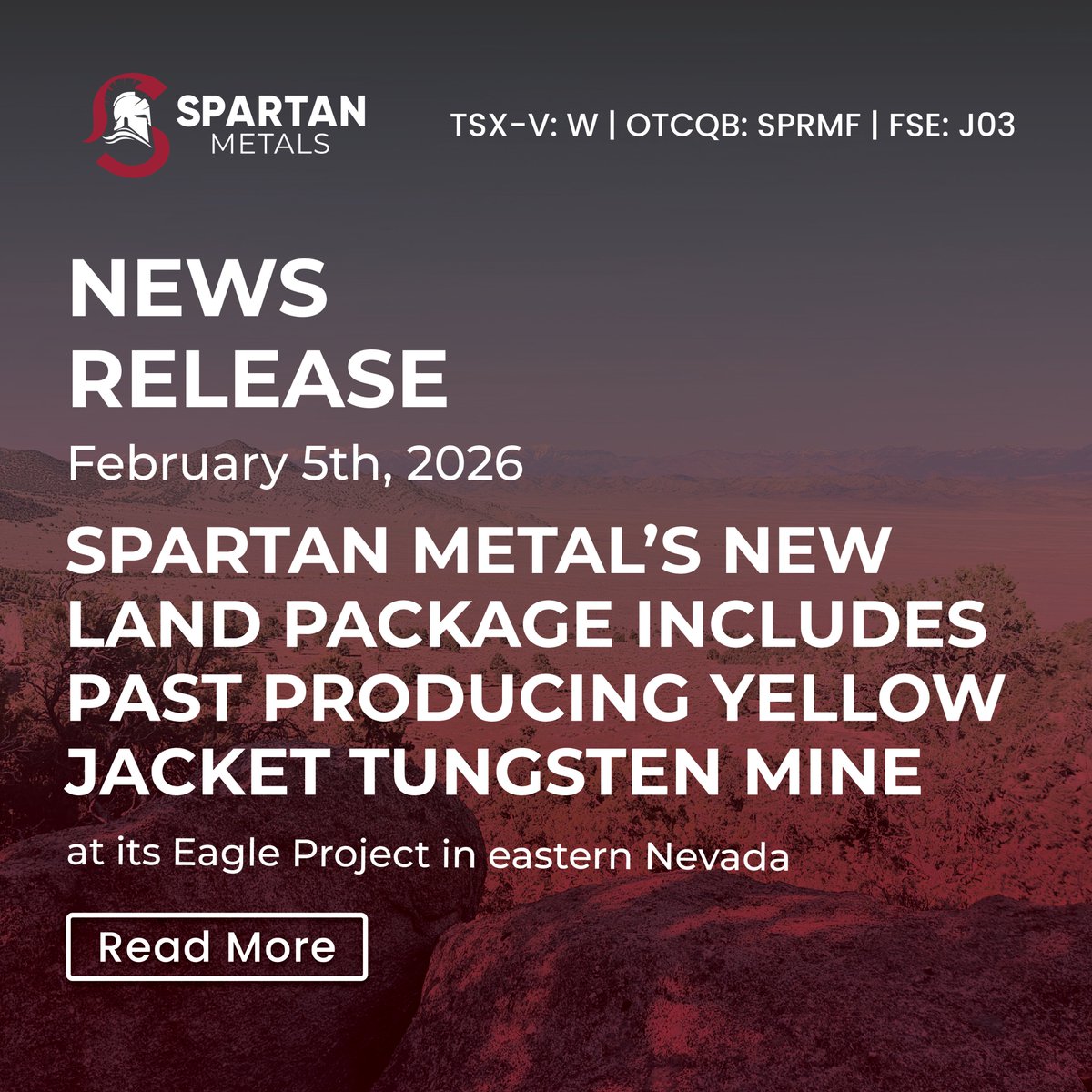 Spartan Metal's New Land Package includes Past Producing Yellow Jacket Tungsten Mine

Read the full release: tinyurl.com/2fys8jme

#Tungsten #CriticalMinerals #NevadaMining $W $W.v $SPRMF #J03