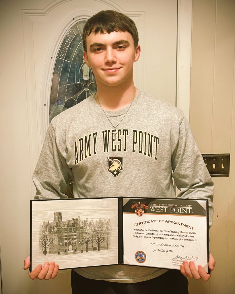 alsmith023's tweet photo. My boy Ethan has accepted his appointment and is @WestPoint_USMA bound! Thanks to Rep. Matt Van Epps &amp; Sen. Marsha Blackburn for the nominations. #GoArmy #USMA2030 @MattForTN @MarshaBlackburn https://t.co/KGEyAO9iPX