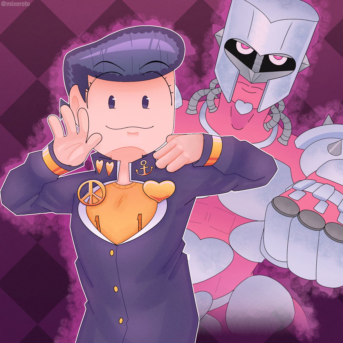 mixeroto's tweet photo. Josuke &amp; Crazy Diamond #JJBA #jjbafanart https://t.co/a07ZqOtCSW