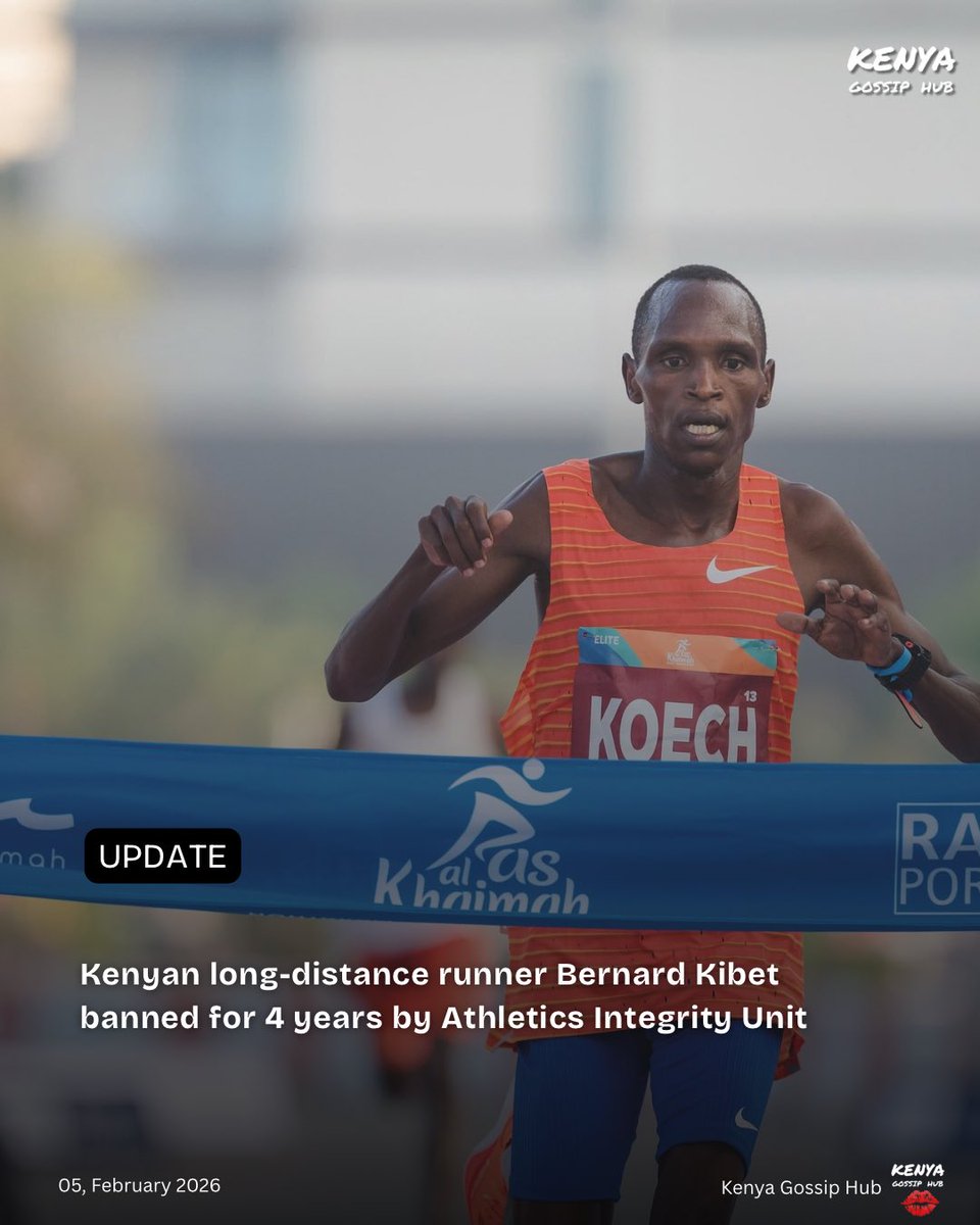kenyasgossips's tweet image. The Athletics Integrity Unit has banned Kenyan's long-distance runner Bernard Kibet for 4 years for doping
