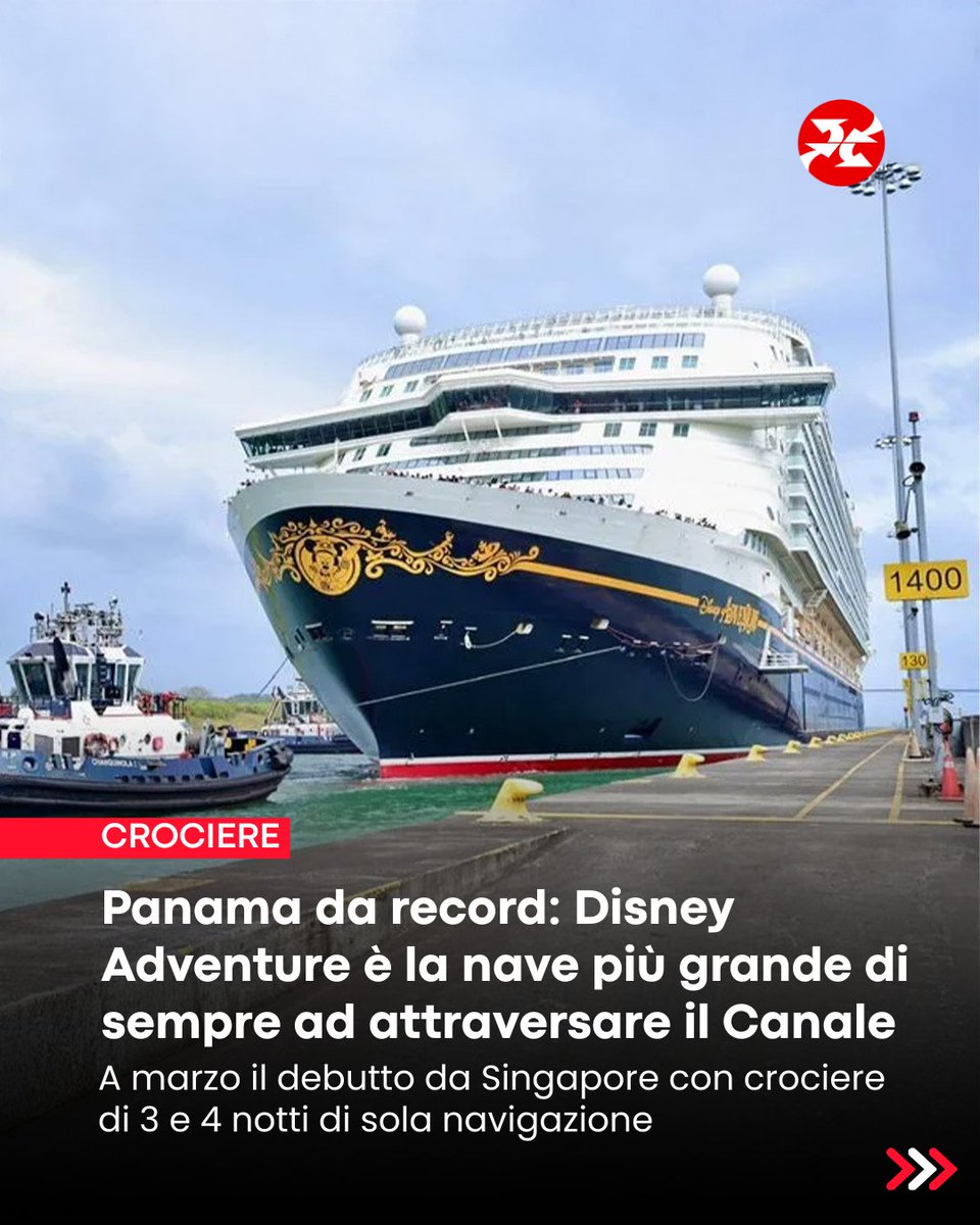 Ticketcrociere's tweet photo. Con oltre 200.000 tonnellate di stazza lorda #DisneyAdventure è la più grande nave da crociera ad aver mai attraversato il canale di Panama.

#DisneyCruiseLine #Cruise #cruiseship https://t.co/aWQHapEPKS