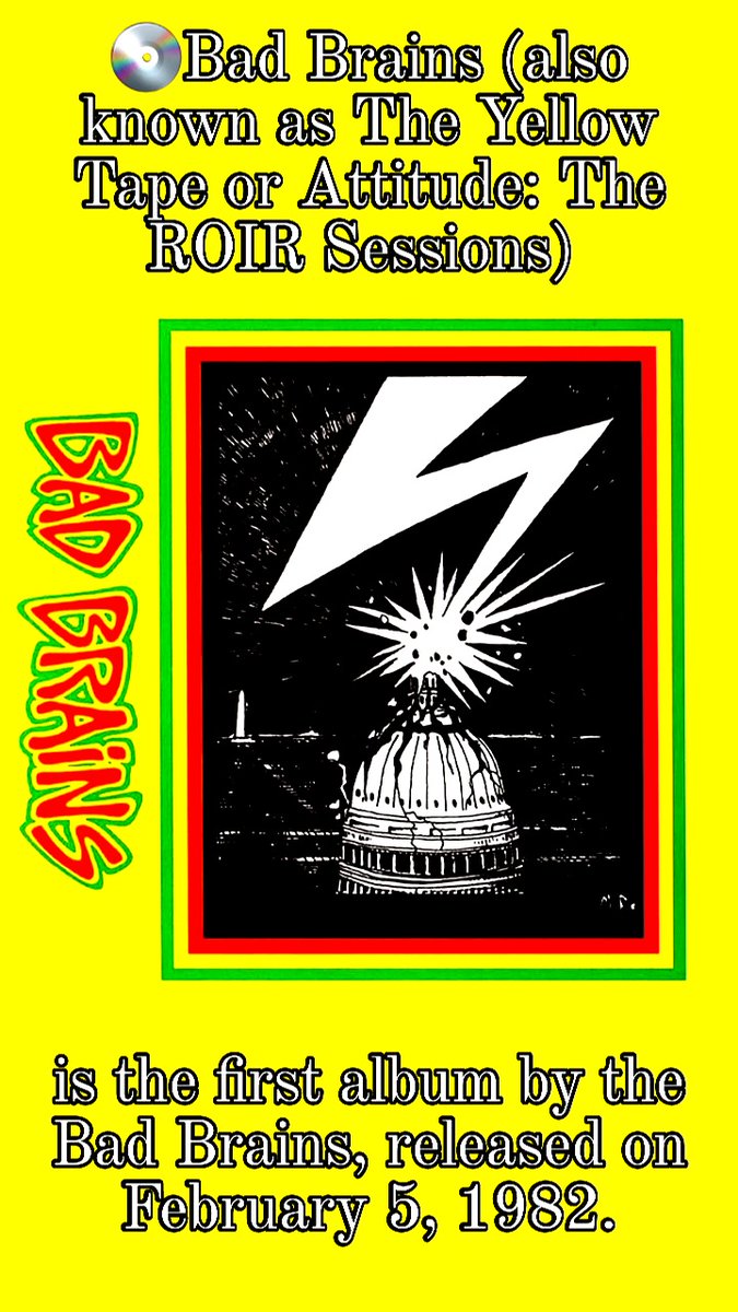 OnlyRocks2's tweet photo. 💿Bad Brains (also known as The Yellow Tape or Attitude: The ROIR Sessions) is the first album released by Bad Brains. Released on February 5, 1982.
https://t.co/R3tTve20sl
#badbrains #TheYellowTape #onlyrocks https://t.co/iXrYG9gWFq