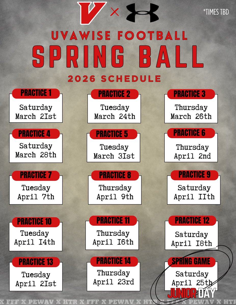 Now that signing day has come and gone it’s time to gear up for spring football. Here is the schedule and is open to the public. Times to TBD as we get closer. The Red vs Gray Spring Football Game will be Saturday April 25th!! #PEWAV #FFF #HTR