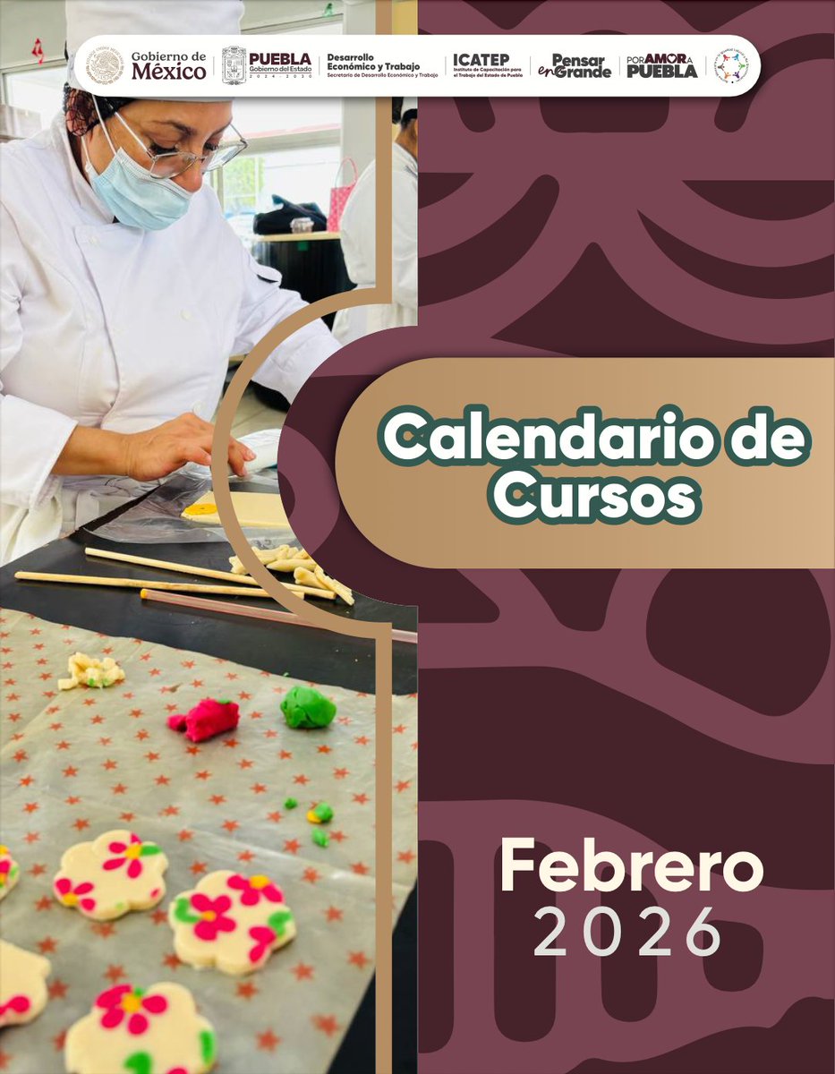 ICATEP_Oficial's tweet photo. ¿Buscas aprender algo nuevo este mes? 👀💕✨
En Febrero 2026 tenemos cursos disponibles en nuestras 17 unidades #ICATEP para que empieces a capacitarte en lo que te gusta y te sirve. 🤎📚
👉🏻 Consulta el calendario aquí:
https://t.co/qqAYfPrzk1
Al terminar tu curso, recibes constancia con validez oficial SEP. 📄💼
#PorAmorAPuebla #PensarEnGrande