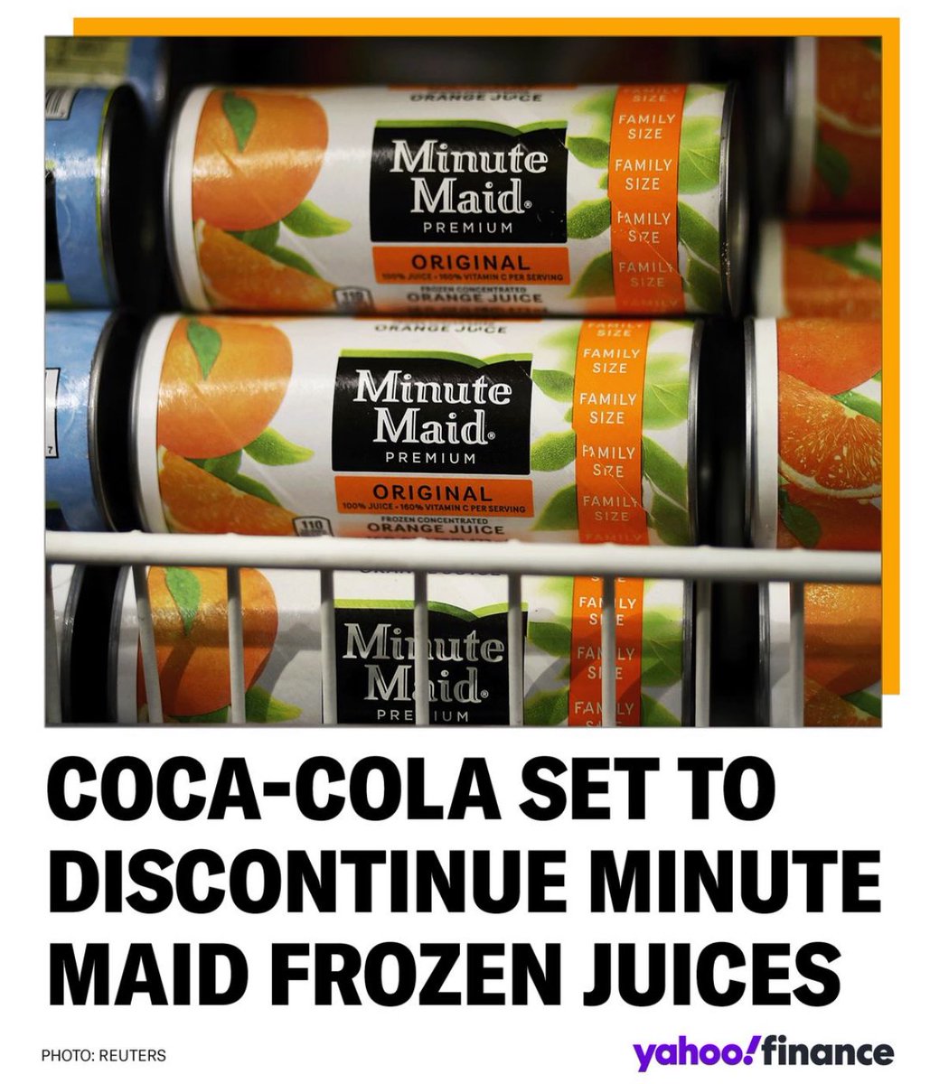 StockMKTNewz's tweet image. Coca-Cola $KO said it will no longer sell minute made frozen juices in a can - Yahoo Finance