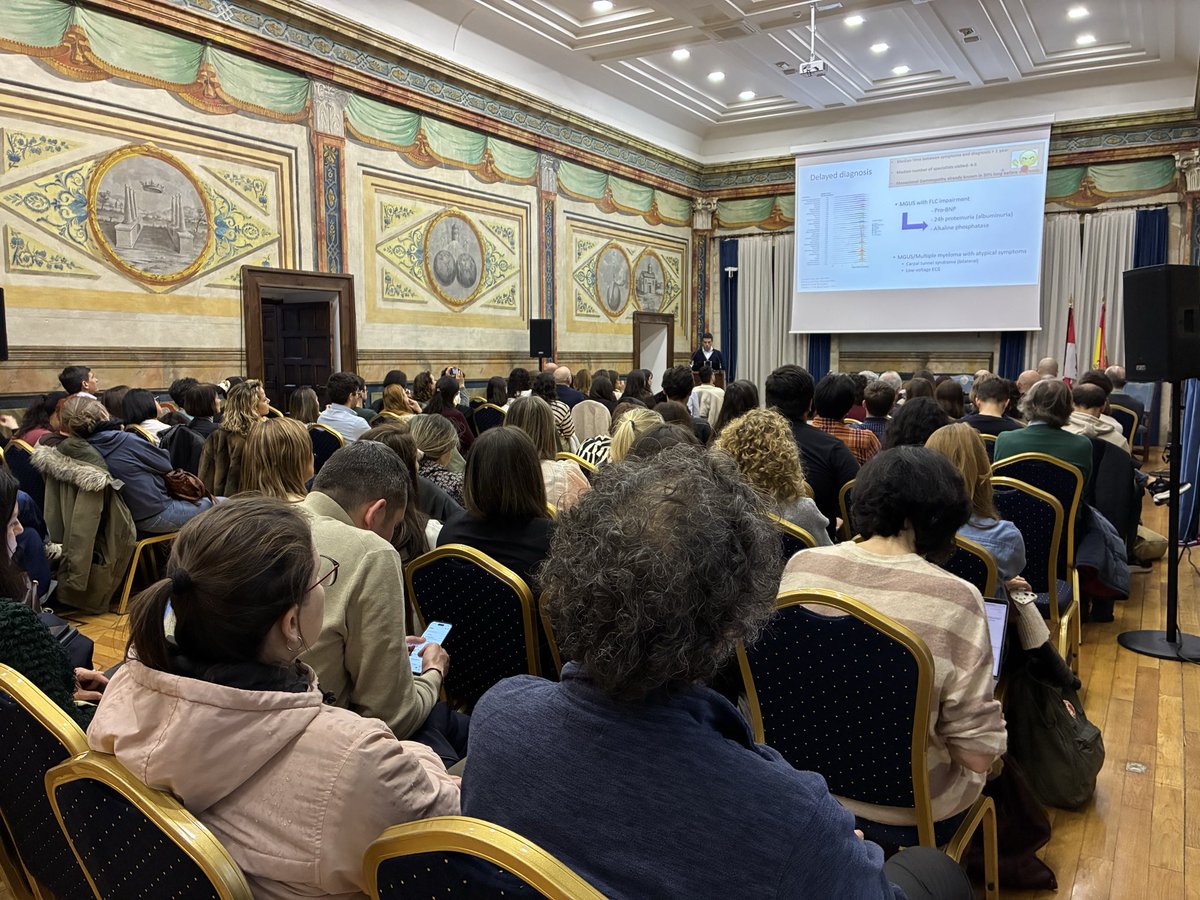 reirosbachiller's tweet photo. V AmiloCYL 💥THANK YOU. It is amazing how is growing the interest in this pathology. 😳Full room and more online...we are more than 200 learning this evening about amyloidosis. @scardiosal @DorbalaSharmila @escardio @sehh_es @secardiologia @Vero_Glez_Calle @inestoranzo https://t.co/W1Gc41Imka