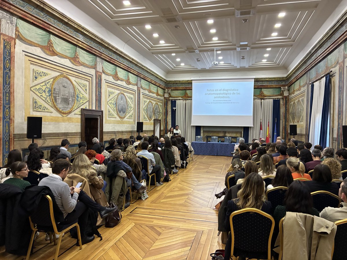 reirosbachiller's tweet photo. V AmiloCYL 💥THANK YOU. It is amazing how is growing the interest in this pathology. 😳Full room and more online...we are more than 200 learning this evening about amyloidosis. @scardiosal @DorbalaSharmila @escardio @sehh_es @secardiologia @Vero_Glez_Calle @inestoranzo https://t.co/W1Gc41Imka