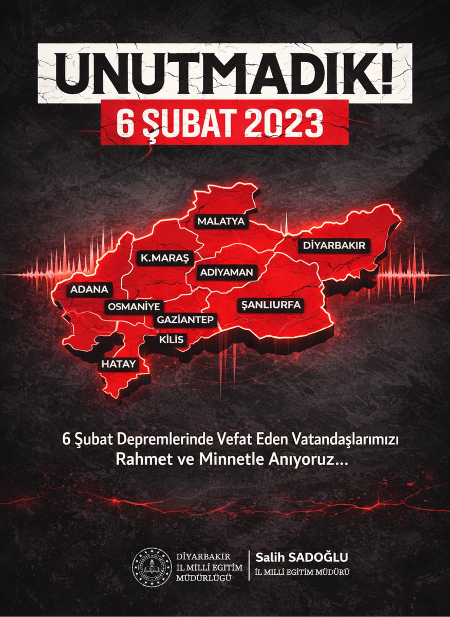 6 ŞUBAT 2023 UNUTMADIK!

6 Şubat 2023’te 11 ilimizi derinden sarsan, asrın felaketi olarak hafızalarımıza kazınan depremlerin üçüncü yıl dönümünde; hayatını kaybeden vatandaşlarımızı rahmetle anıyor, geride kalan ailelerine ve aziz milletimize sabır ve başsağlığı diliyoruz.