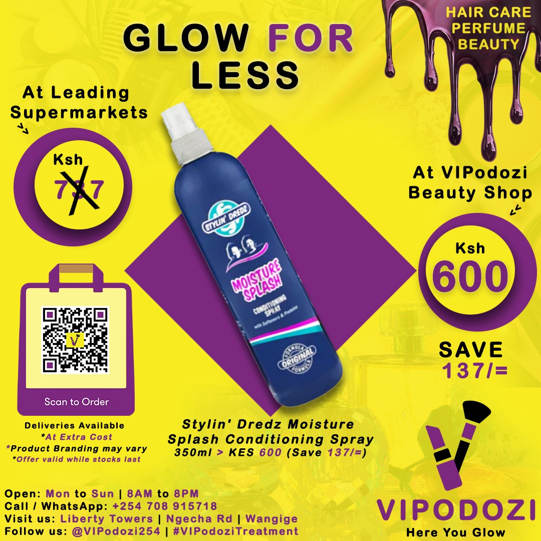 Vipodozi254's tweet photo. 🚨 KoX, Why Overpay? 😱 KSh 737 elsewhere? ONLY KSh 600 @Vipodozi254 🤯 SAVE 137 BOB 💰
Stylin’ Dredz Moisture Splash 350ml 💦 Soft locs. Fresh shine 🔥
🤳🏾 Scan 🖼️ to Order NOW!
📱 +254708915718
📍 Liberty Towers, Wangige
#VIPodoziTreatment #GlowForLess #BeautyKE #HairCareKE https://t.co/zYjlue8M20