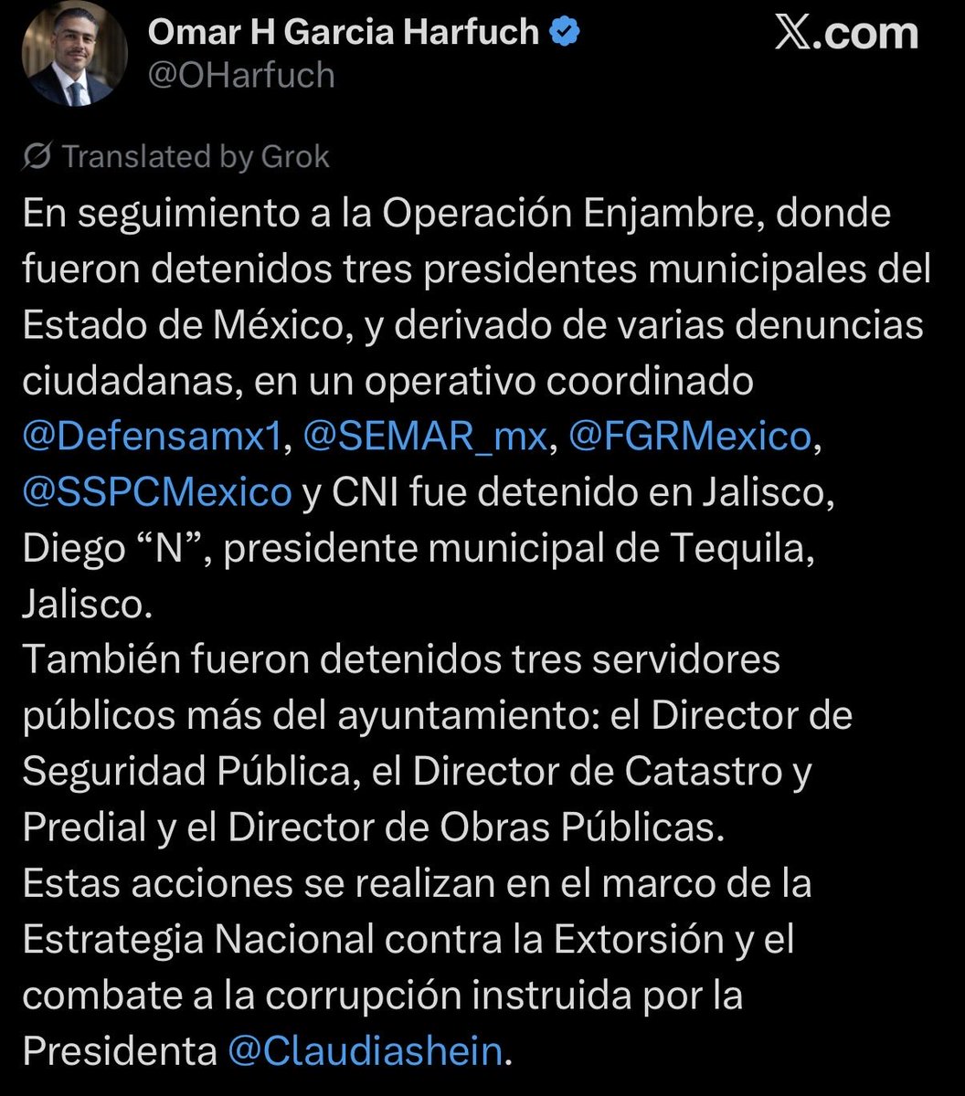 MirzaFloresG's tweet photo. Hoy es un buen día para la gente de #Tequila. 

El gobierno Federal detuvo al alcalde y algunos directores por ser presuntos delincuentes y gracias a eso, las y los tequilenses pueden tener la tranquilidad de no ser gobernados por los malos. https://t.co/FHOj9RaIEK